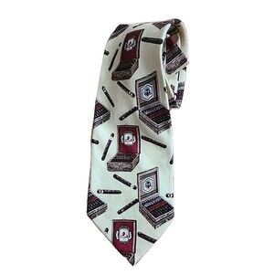 Embassy Row Mens Tie Light Gold Silk Cigar, Cigar Box Humidor Hand Sewn USA